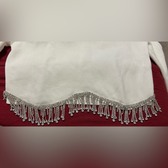 Lizette Collection Rhinestone Fringe Hem Crop Stretchy Top XL Club Nightwear - Picture 3 of 5